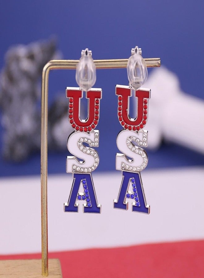 Xeyau 4th of July Earrings for Women Star Ear Clip No Piercing Earring Memorial Day Patriotic American Flag Earrings Red White and Blue Earring Independence Day Jewelry Accessorie Outfits (C-Colorful) - Image 4